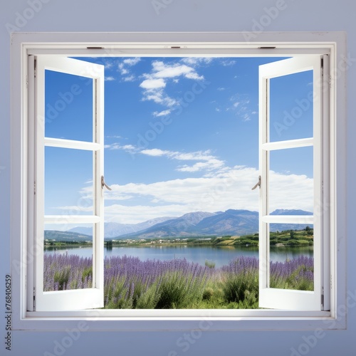 Open window overlooking a beautiful landscape