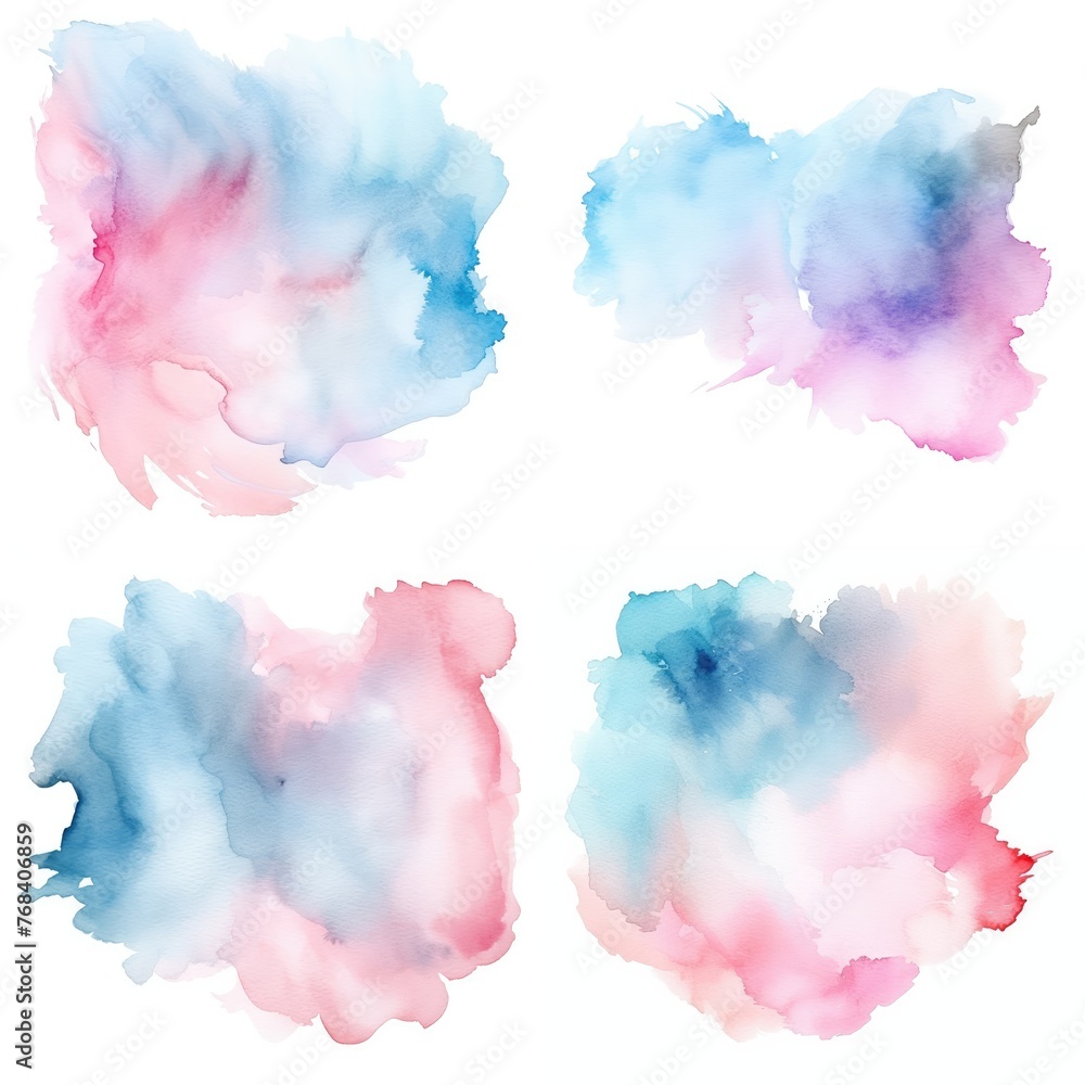 Set of stains of various flowers on a white background