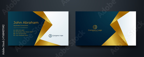 Blue white and gold business card template design abstract modern luxury