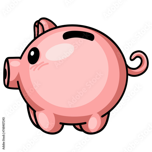 Piggy Bank Pig Cartoon Doodle Art Drawing Vector Illustration