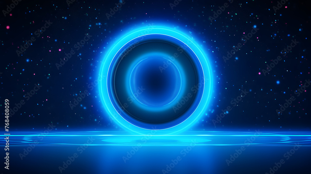 Obraz premium Digital technology three-dimensional ring light base abstract graphic poster web page PPT background with generative