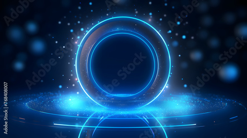Digital technology three-dimensional ring light base abstract graphic poster web page PPT background with generative