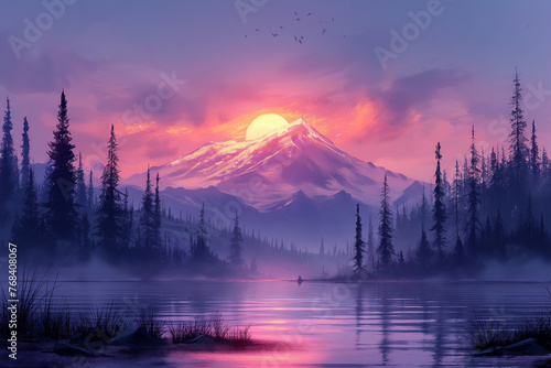 The world famous pastel mountains cape of Mount Rainier #768408067