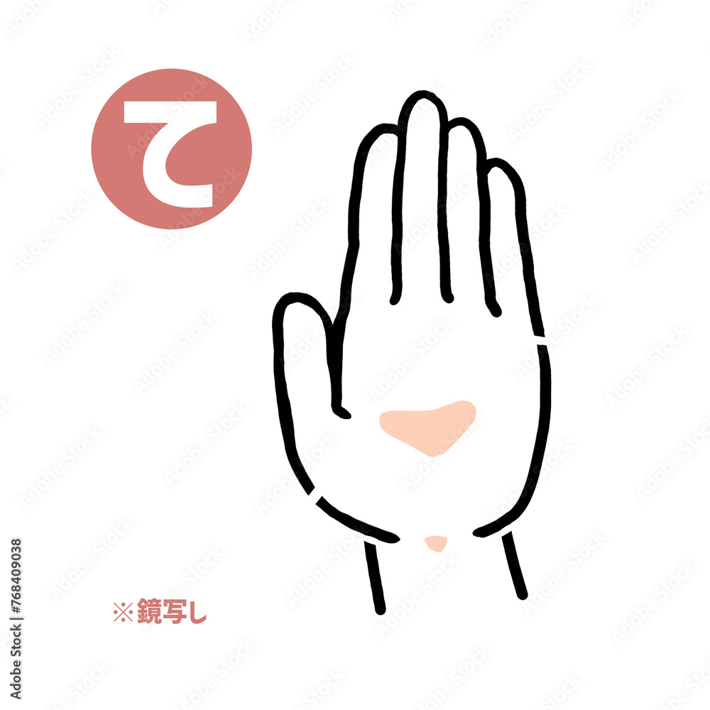 Obraz premium 手話の指文字「て」鏡写し