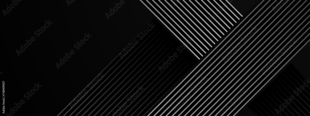 Black and white vector 3D modern line futuristic tech banner with Black and blue effect illustration Black and white vector 3D modern line futuristic tech banner with Black and blue effect illustration