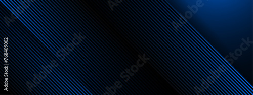 Blue and black vector abstract 3D futuristic modern neon banner with shape line
