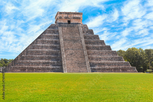 Pyramid of Kukulcan in the Mexican city of Chichen Itza - Mayan pyramids in Yucatan, Mexico