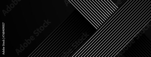 Black and white vector 3D modern line futuristic tech banner with Black and blue effect illustration