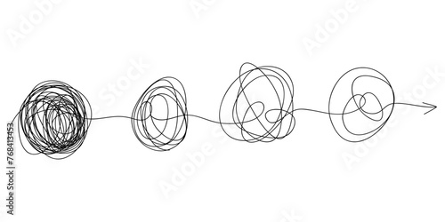 Scribble line doodles. the concept of transition from complicated to simple, isolated on white background. vector illustrations