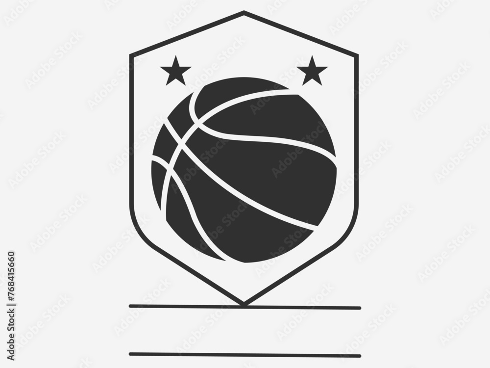 Basketball Monogram Design Element, Monogram Basketball Logo Vector, Sports Emblem with Basketball Monogram, Vintage Style Basketball Monogram, Classic Basketball Monogram Badge, Basketball Monogram