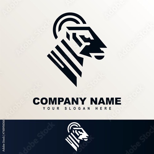 Simple minimalist shepp head wild animal logo vector illustration template design. Black and white color photo