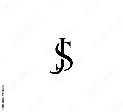 Initial Letter Logo. Logotype design. Simple Luxury Black Flat Vector JS