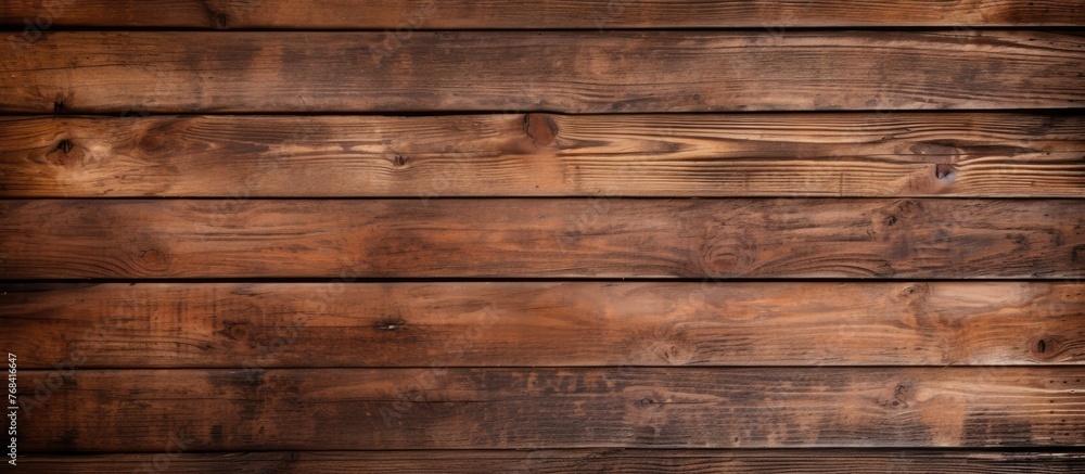 A close up of a brown hardwood wall made of rectangular wooden planks with a wood stain. The planks form a pattern resembling brick A close up of a brown hardwood wall made of rectangular wooden planks with a wood stain. The planks form a pattern resembling brick