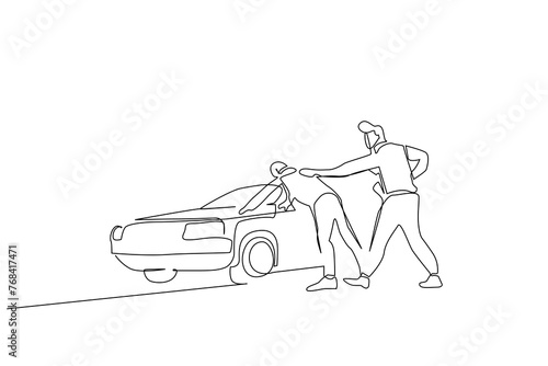 thief car police catch one line art design vector