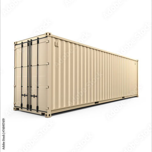 beige long 3d shipping container on transparency background PNG 