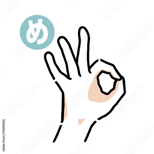 手話の指文字「め」