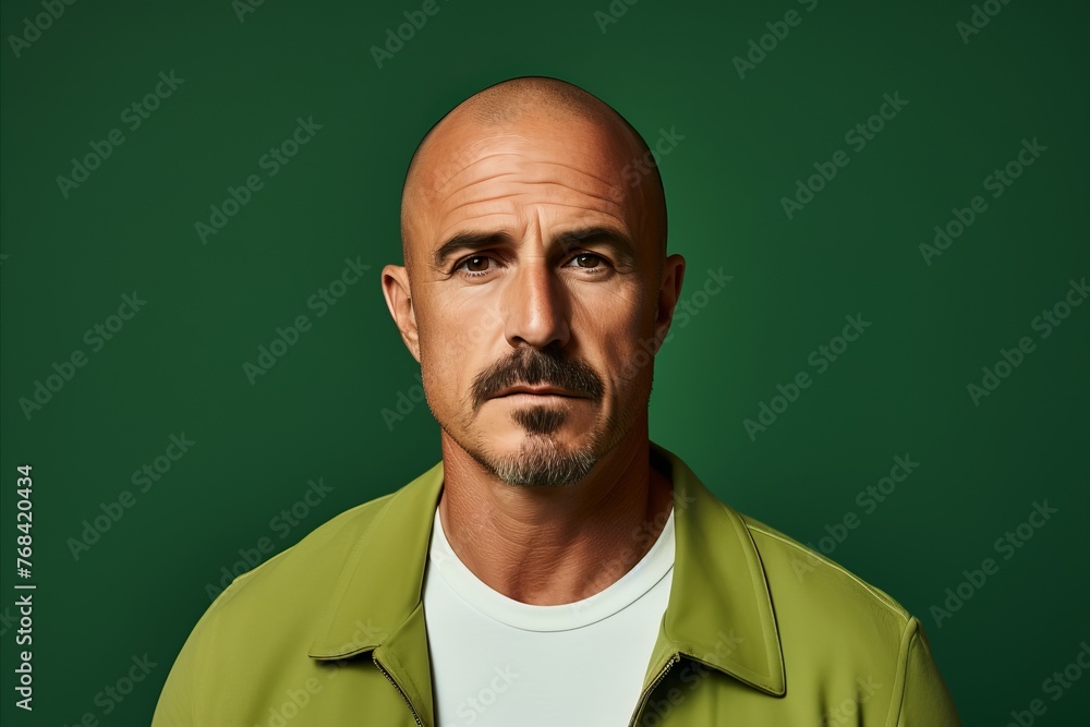 Portrait of a man in a green jacket on a green background Portrait of a man in a green jacket on a green background