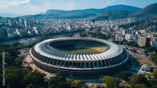 A stadium built a the ancient ruins of a mystical temple adding a historical and cultural element to sports events.