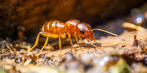 ant on the ground, Adult jawsnouted termite of the species syntermes molestus, An ant in white background, Generative AI