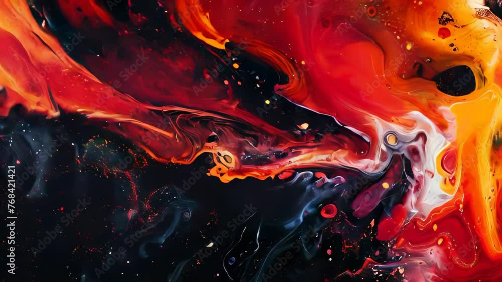 Abstract background of acrylic paint in red, orange and black tones. Abstract background of acrylic paint in red, orange and black tones.