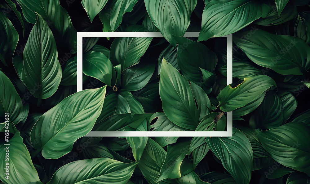 custom made wallpaper toronto digitalSpathiphyllum cannifolium concept, green abstract texture with white frame, Generative AI