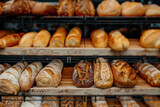 The image brings to life a vibrant market scene, showcasing an array of freshly baked breads Each bread, from baguettes and rolls to buns and bagels, is presented in a way that highlights the skill of