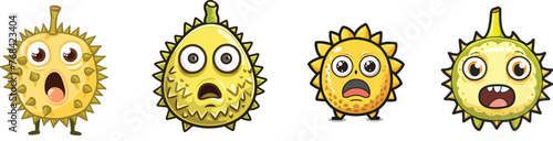 vector Groupset of durian with facial expressions