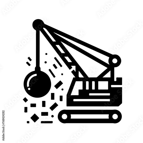 demolition crane as a simple single icon logo vector illustration, isolated on transparent background