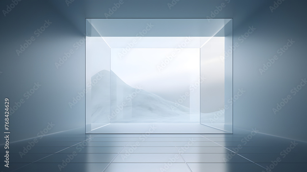 Digital gradient grey white glass geometric horizontal version poster web page PPT background with generative