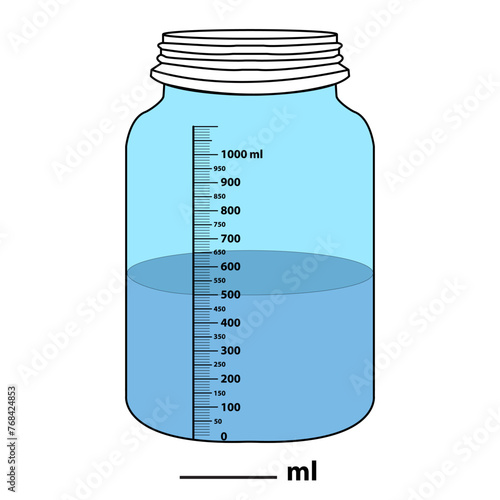 measuring bottle measuring 500ml. measuring glass. science tube for liquid. science reaction research. Pharmacology and medicine, education technology theme