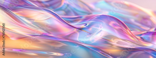 Gradient soft abstract waves with transparent glass style, , 3d render