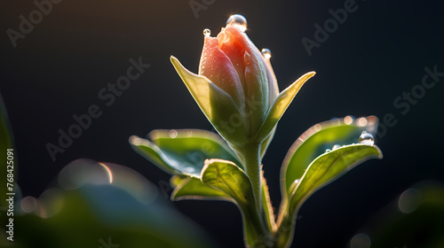 The delicate flower buds and dewdrops on the petals herald the prelude to blooming.
