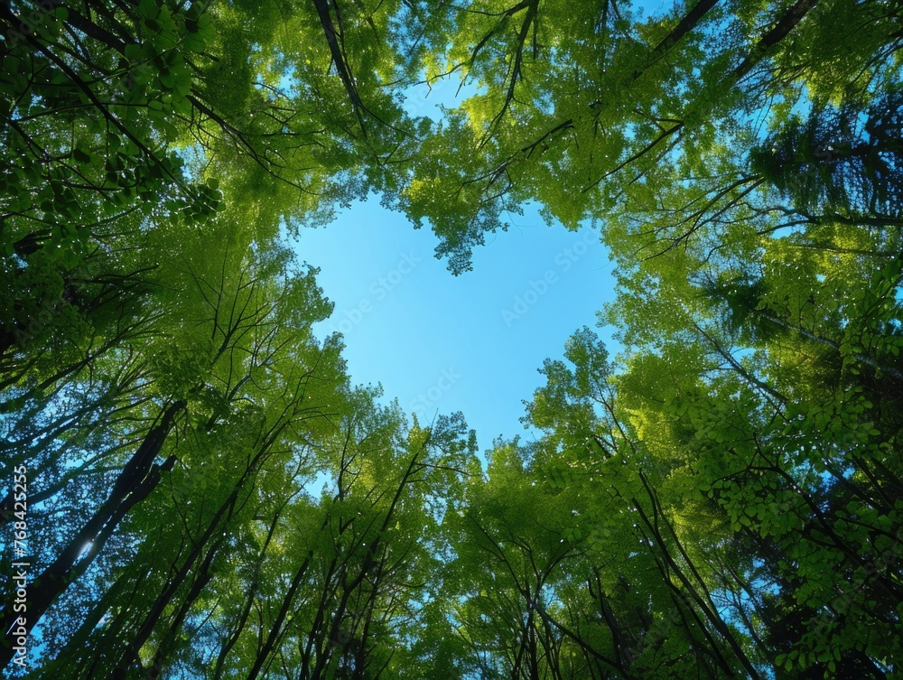 Fototapeta premium A heart shape is formed by the trees in the sky