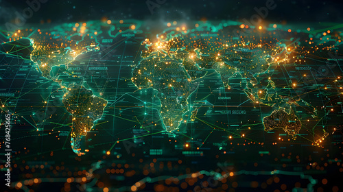Interconnected Green Investments Across Global Digital Map