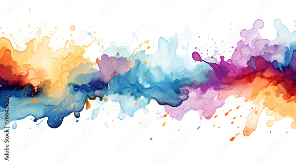 Fototapeta premium Abstract colorful watercolor background, Colorful smoke watercolor against on transparent background perfect for vibrant and artistic designs. posters, covers and artistic projects. splash watercolor