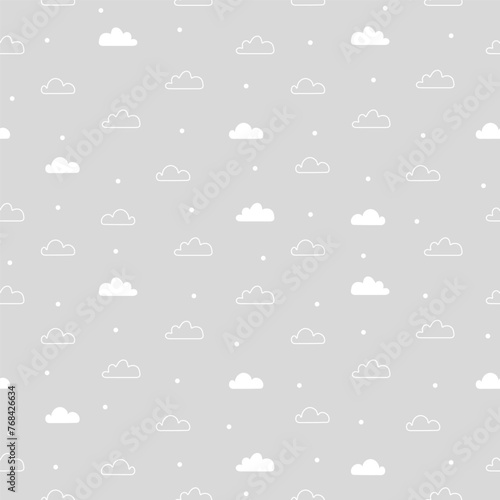 Cute clouds seamless pattern, cartoon background