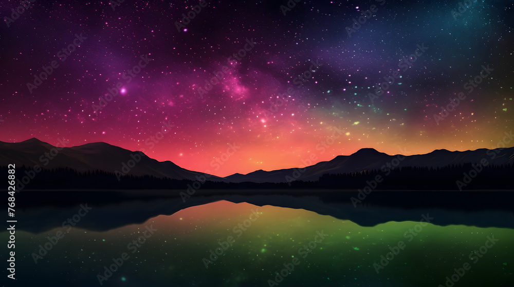 Digital technology Starry North Pole landscape horizontal version poster wallpaper web page PPT background with generative Digital technology Starry North Pole landscape horizontal version poster wallpaper web page PPT background with generative