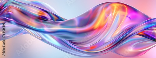 Gradient soft abstract waves with transparent glass style    3d render