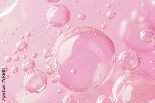 Pink Beauty Serum Gel Texture with Bubbles