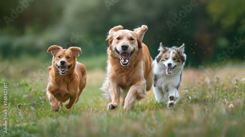 An image of a group of dogs, including two playing, with a Border Collie among them, set against a white background, showcasing various breeds like Chihuahuas, all looking adorable and highlighted by 