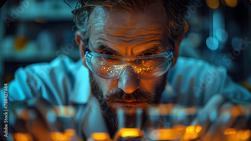 Scientist Carefully Handling Fragile Glassware in a Controlled Laboratory Setting,Illustrating the Precision and Focus Required for Scientific and