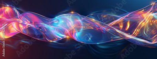 Gradient soft abstract waves with transparent glass style, , 3d render © Mark Pollini