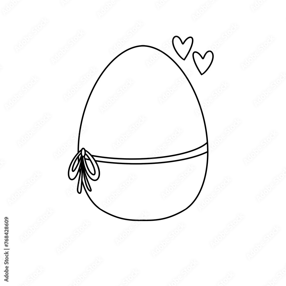 A white egg with a bow around it and two hearts on top. The egg is the center of attention and the bow and hearts add a touch of elegance and charm A white egg with a bow around it and two hearts on top. The egg is the center of attention and the bow and hearts add a touch of elegance and charm