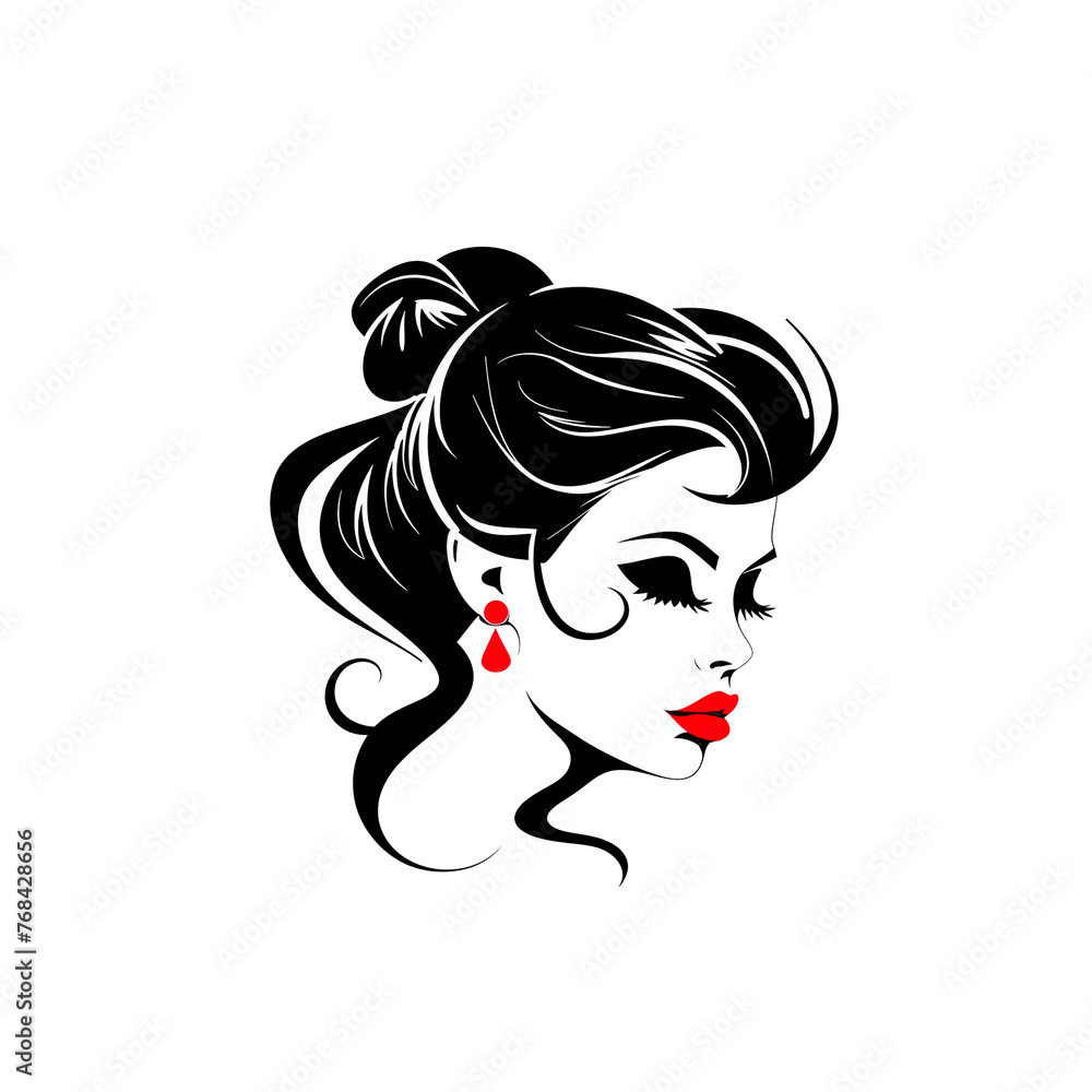 Graceful Contours Beauty Face Woman Logo On white background Graceful Contours Beauty Face Woman Logo On white background