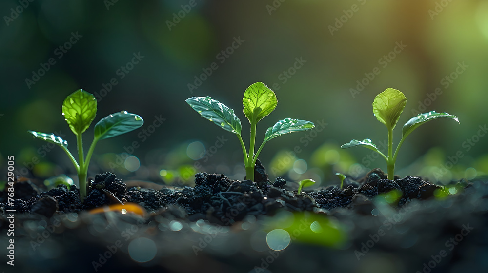 Sustainable Finance Evolution:Seedlings Emerging from Coins with Tech-Inspired Aesthetic Sustainable Finance Evolution:Seedlings Emerging from Coins with Tech-Inspired Aesthetic