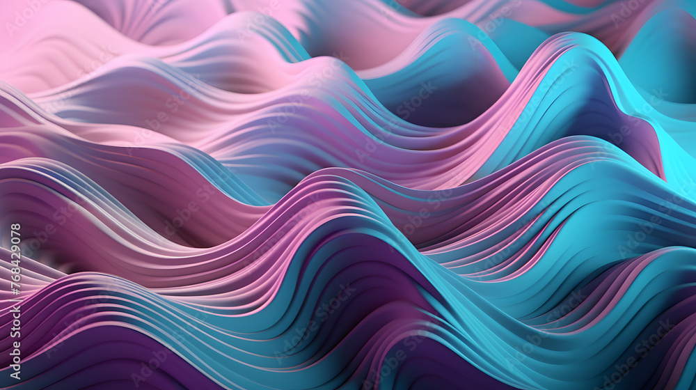 Obraz premium Digital 3D purple aqua and pink abstract geometric figure poster web page PPT background with generative
