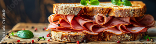 Readytouse sliced ham and Swiss cheese for gourmet sandwiches, delicious and inviting photo