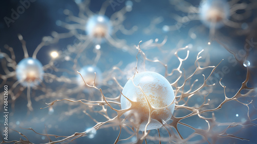 Motor Neuron under the microscope Rehabilitation  Neuronal Connectivity  Neurological with blured background
  photo