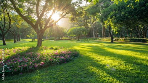 Vibrant green parks and gardens provide an oasis from the concrete jungle as the warm sunlight filters through the trees and flowers.