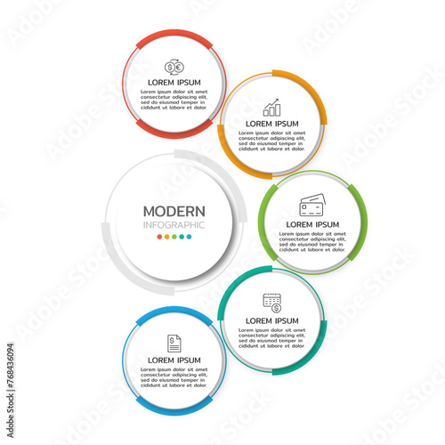 Modern infographic template with three step, option, circle and marketing icons. Can be used for workflow diagram, annual report, presentation or web design. Vector  illustration.